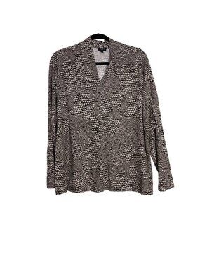 Talbots Womens Black & White Long Sleeve Blouse Size 2X V-Neck
